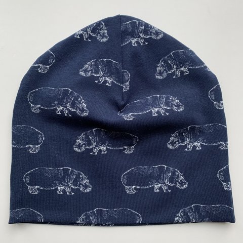 Bl Baggy hue med flodheste - str. 5-10 r